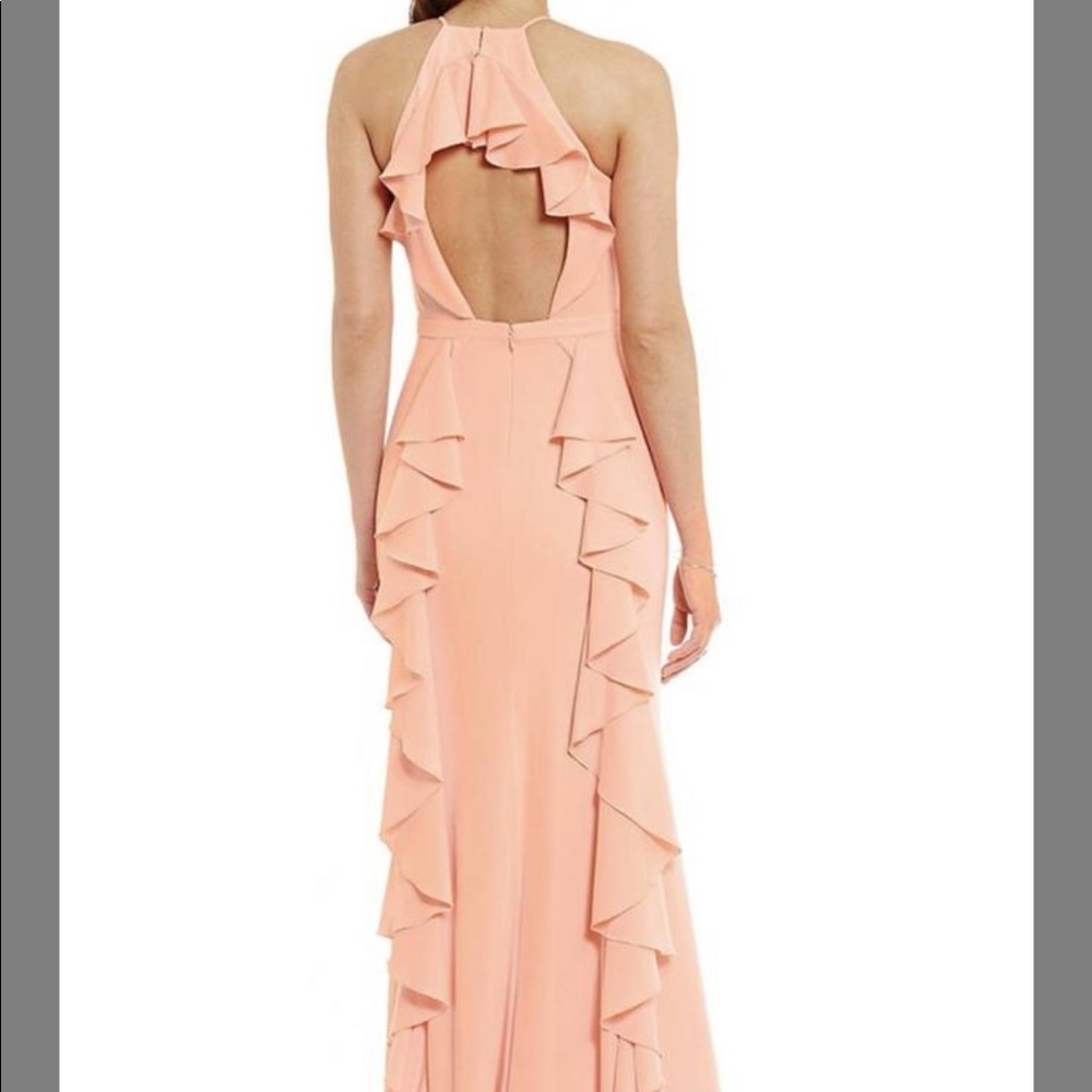 Pink Long Gown with Ruffled Back - Picture 3 of 13